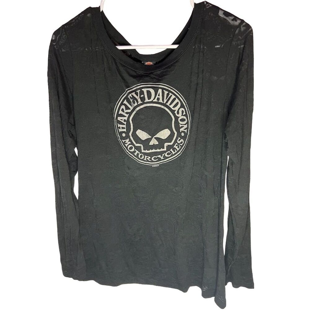 Harley-Davidson Women’s  XL Black Long Sleeve Graphic T-Shirt Biker Theme